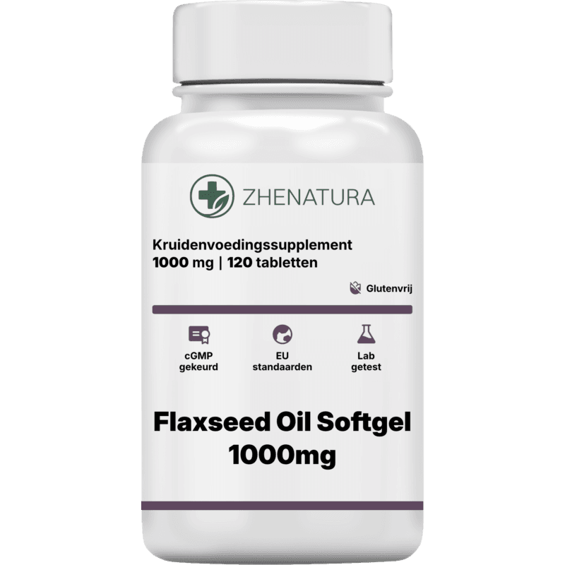 Flaxseed oil softgel 1000mg verpakking potje ZHENNL.png