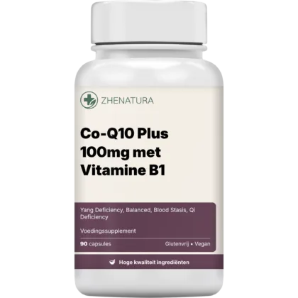 Co q10 plus 100mg met vitamine b1 verpakking potje1.png