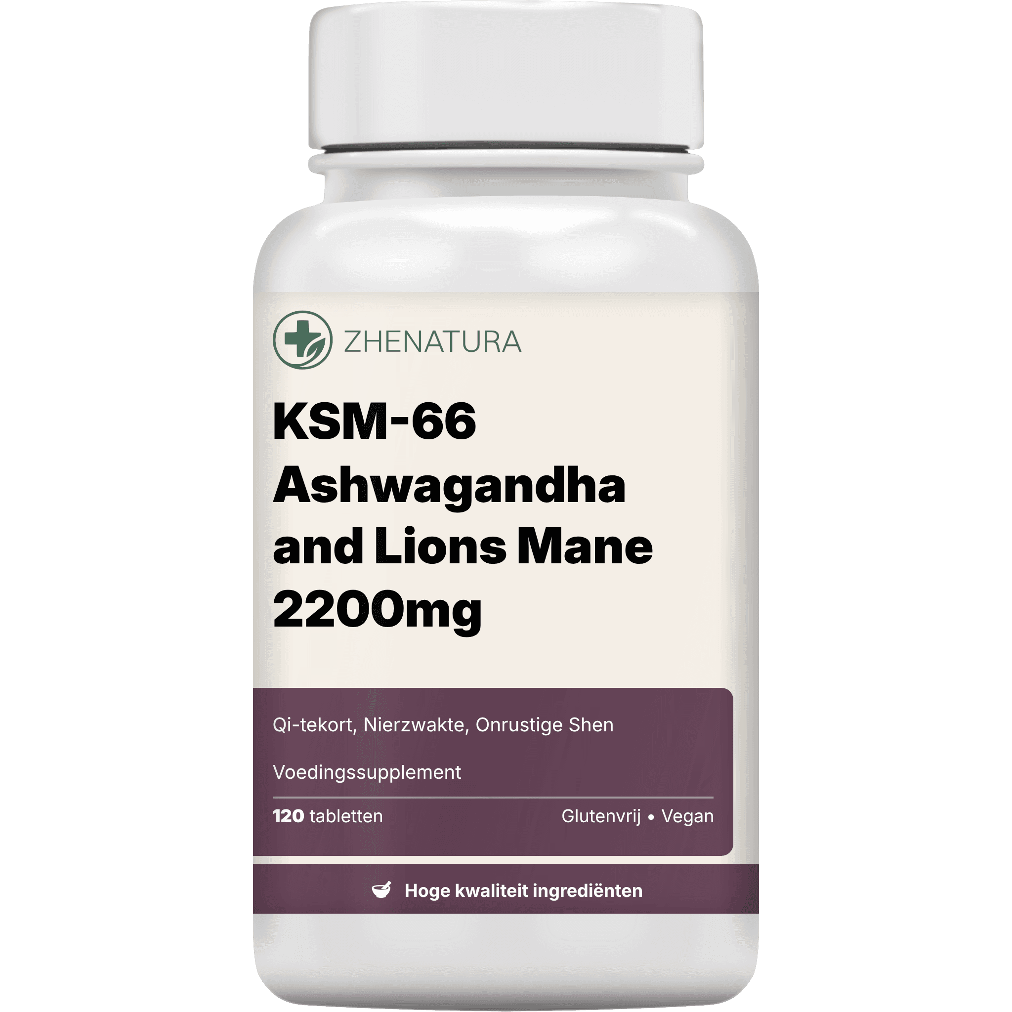Ksm 66 ashwagandha and lions mane 2200mg verpakking potje 1.png
