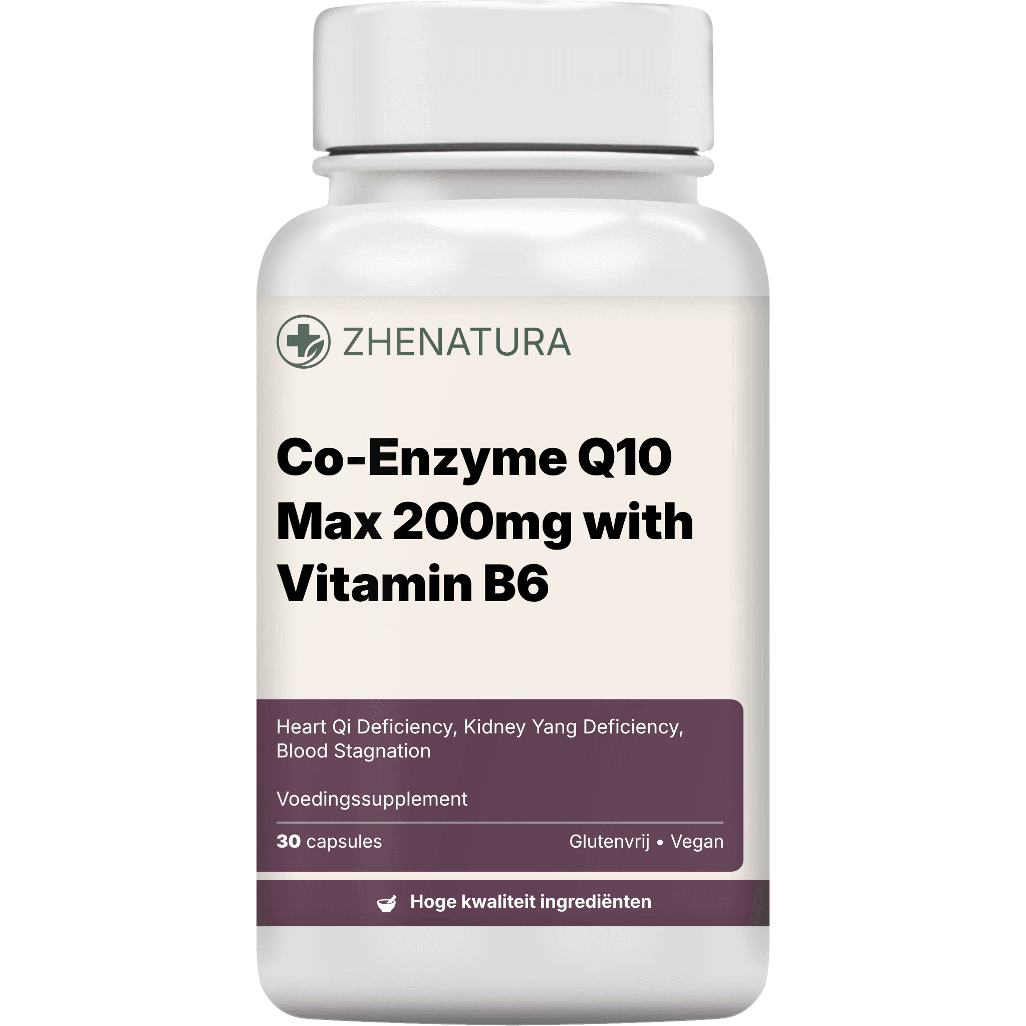 Co enzyme q10 max 200mg with vitamin b6 verpakking potje zhen.png